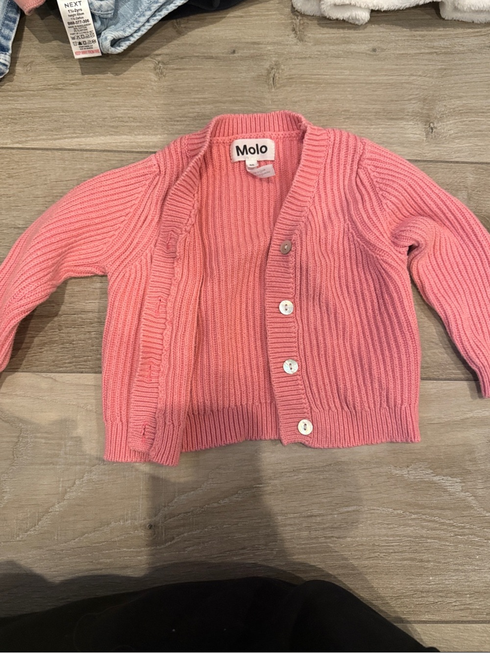 Molo Coral Pink Ribbed Button-Front Cardigan